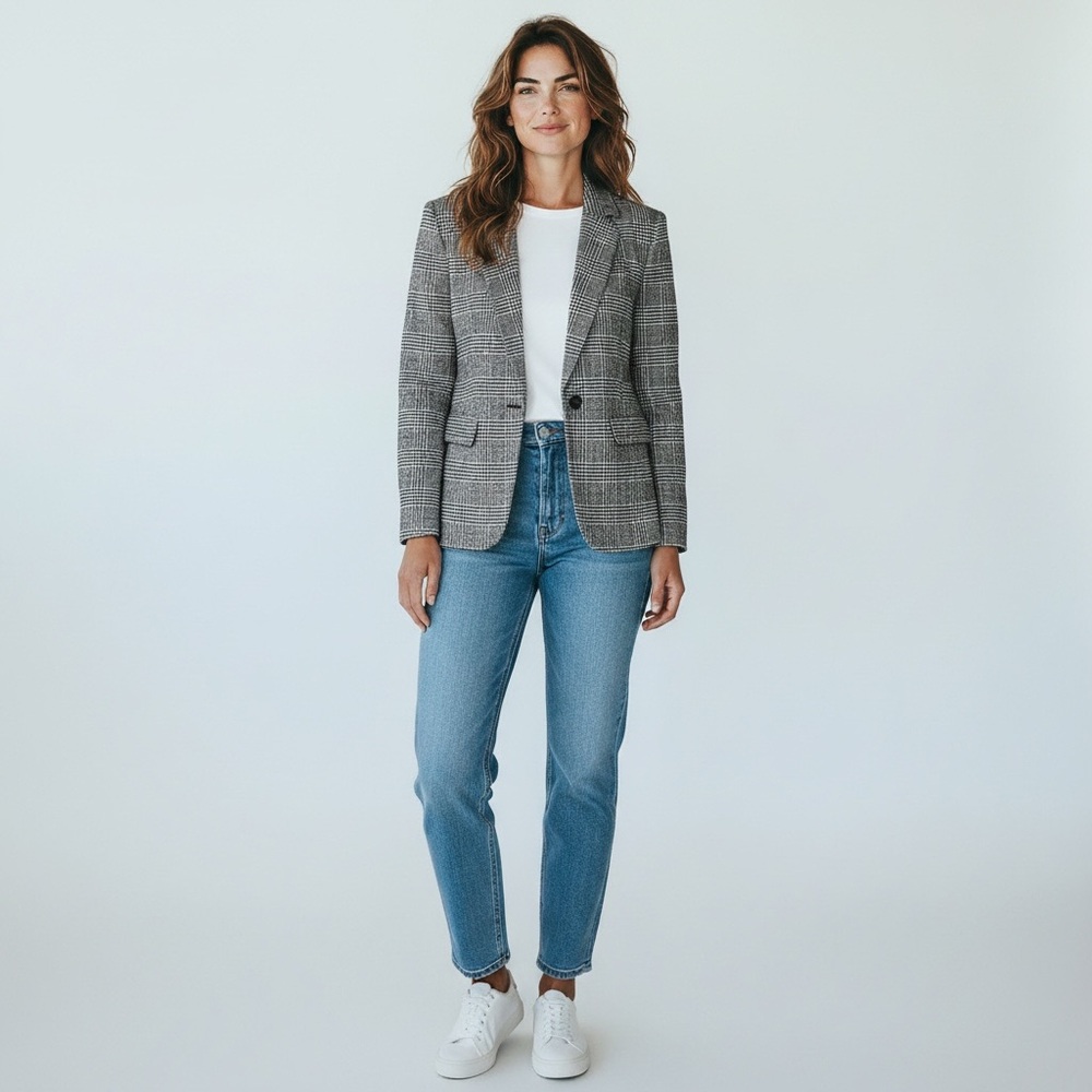 Loft Plaid Button Front Blazer - image 2